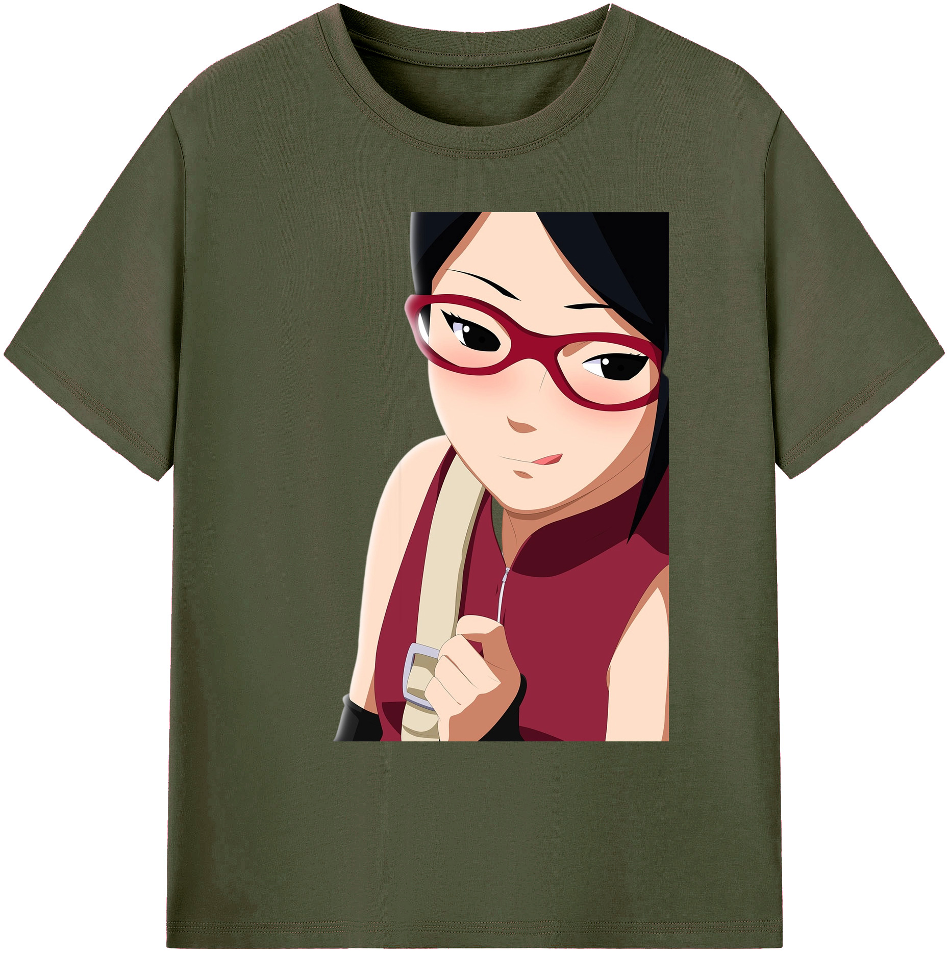 （画像用） NARUTO -ナルト- うちは サラダ Uchiha Sarada 綿100％ メンズ半袖Tシャツ｜肌触りやわらか＆通気性